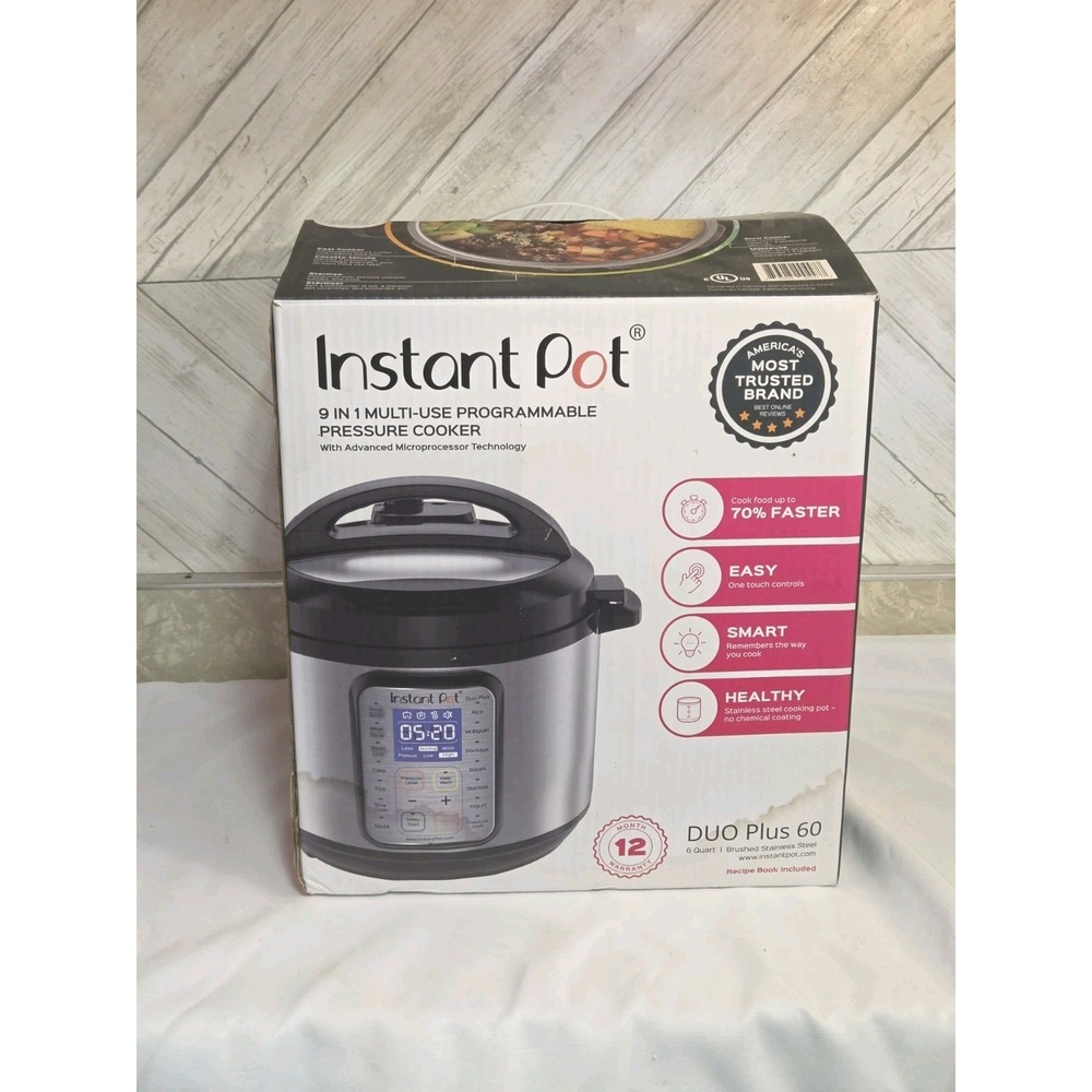 Instapot Duo Plus 60 9 in1 Muti Use Programmable Pressure Cooker 6 Qt USED TWICE